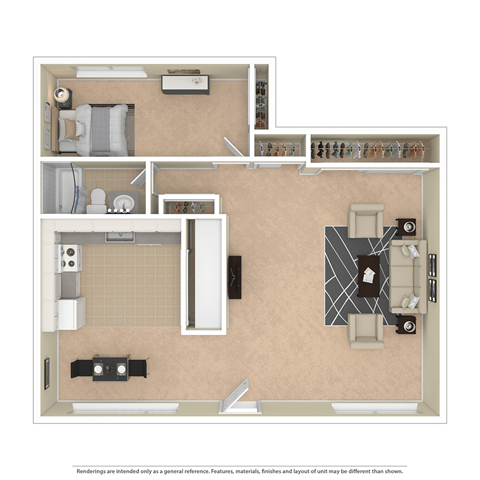 a floor plan of a studio apartment
